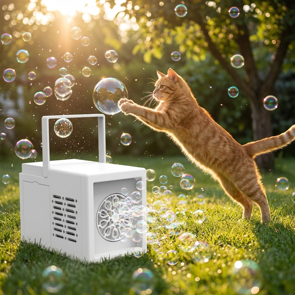 BubblePounce Cat Bubble Machine - Automatic Bubble Blower