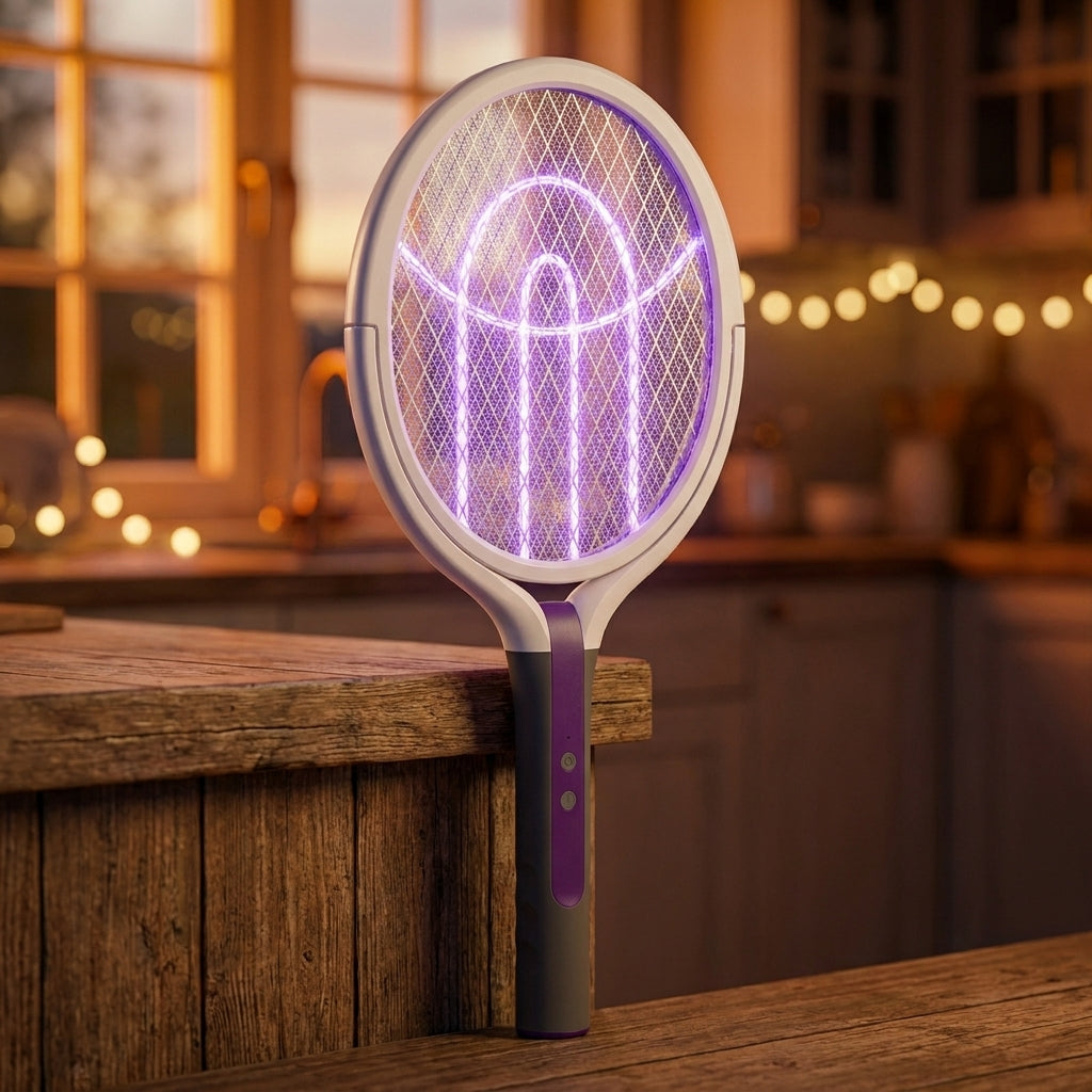 BugNinja swatter on kitchen counter at dusk
