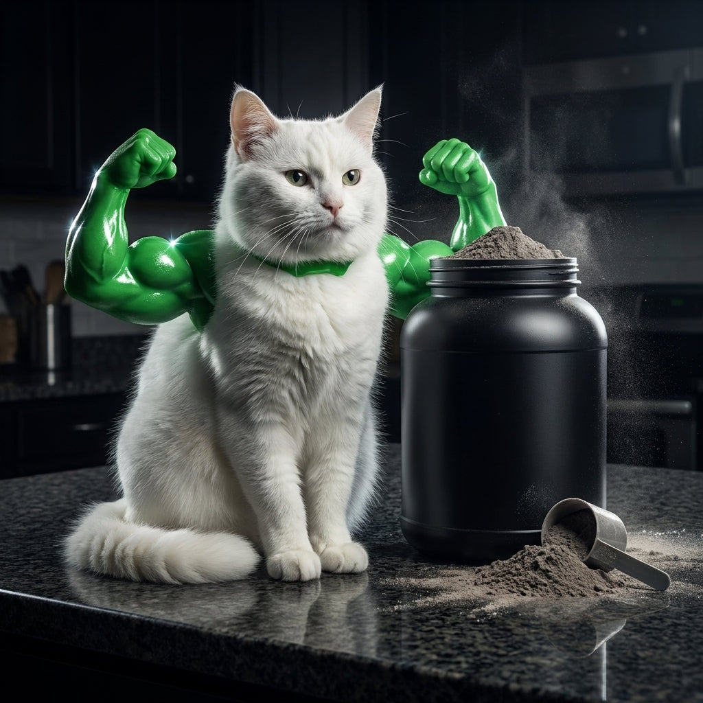 Bulkitty green muscle arms cat costume