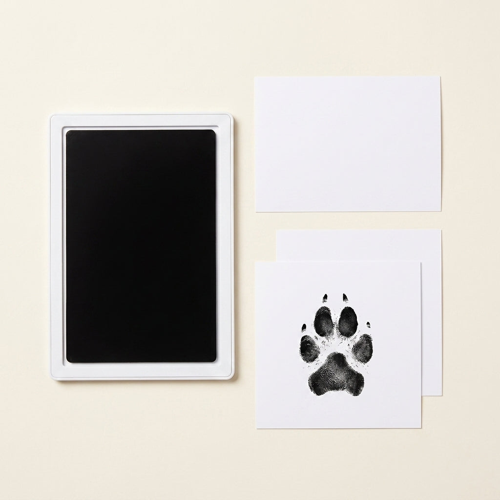 Inkless paw print kit contents flat lay