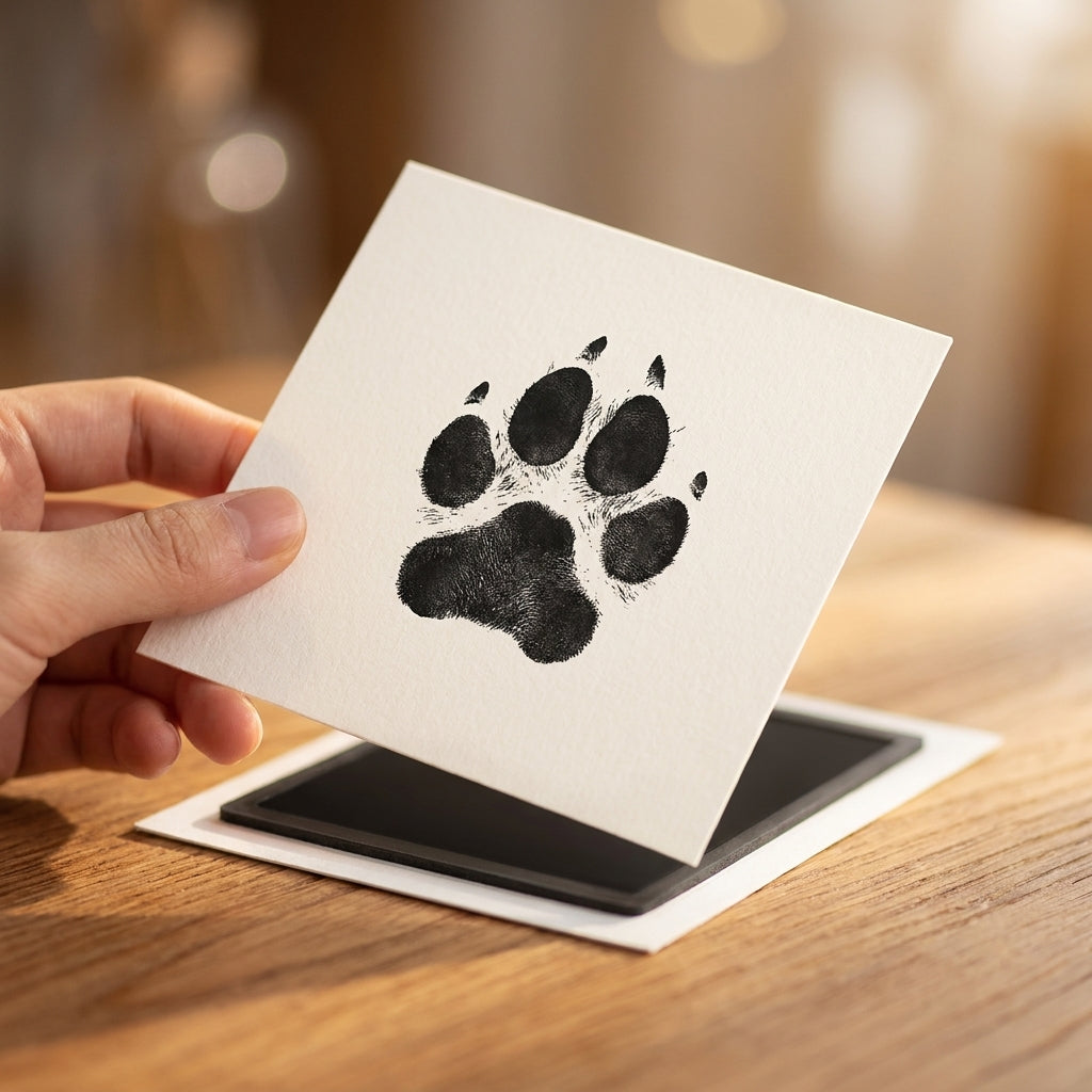 Crisp black paw print result lifted off