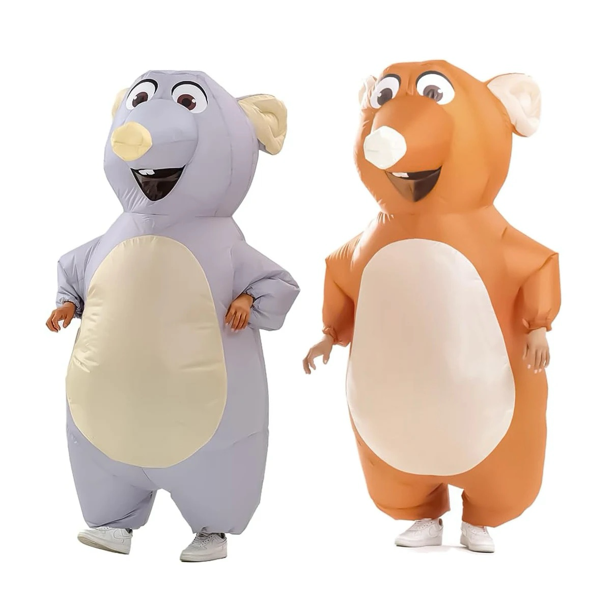 Giant inflatable mouse costume with big floppy ears, front view