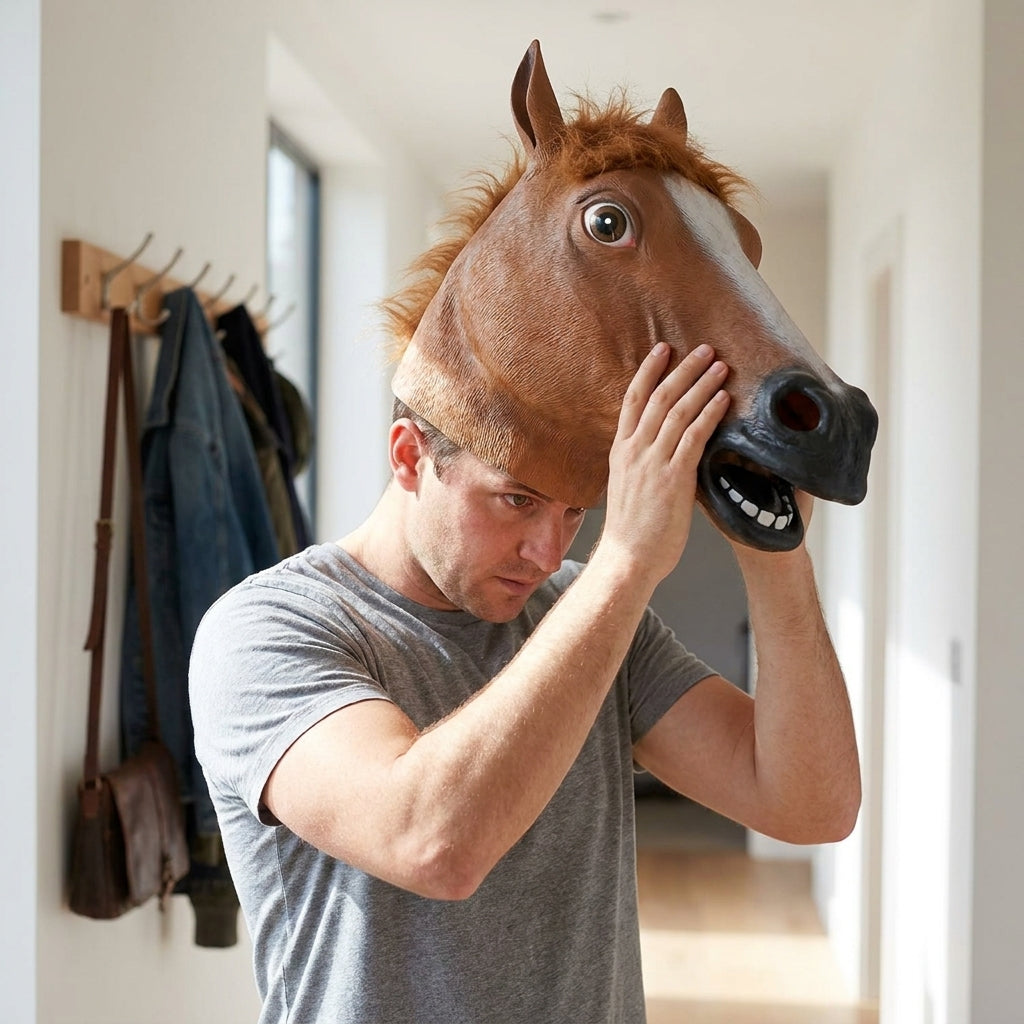 Neighmare horse head mask worn