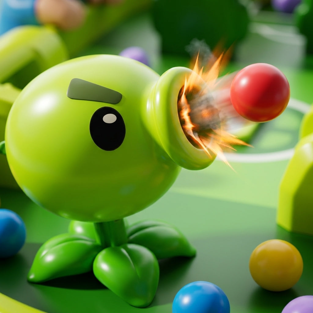 PEABLAST pea-cannon firing a ball