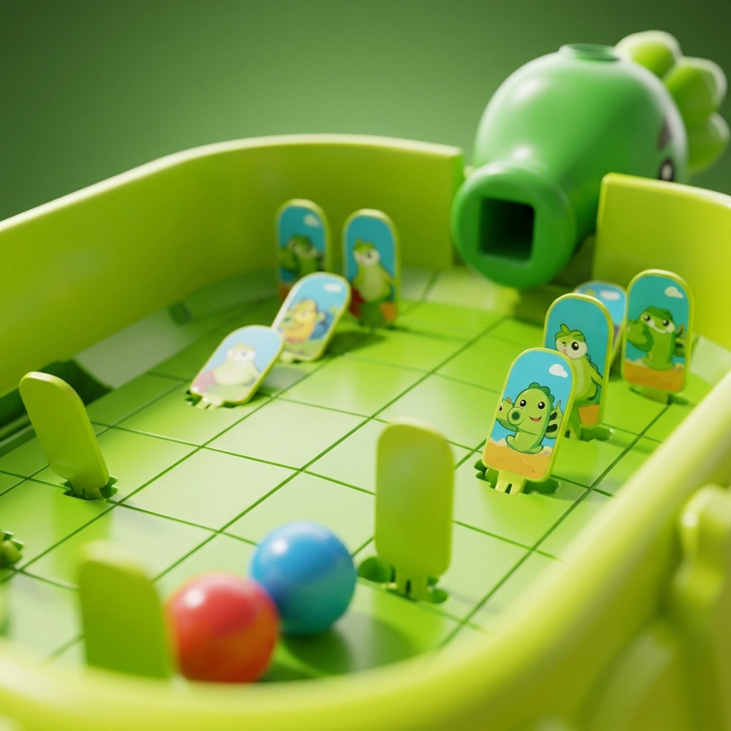 PEABLAST cartoon figures on the grid